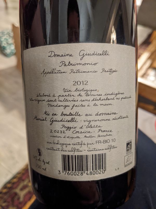DOMAINE GIUDICELLI - Vin Rouge du Domaine Non filtré
