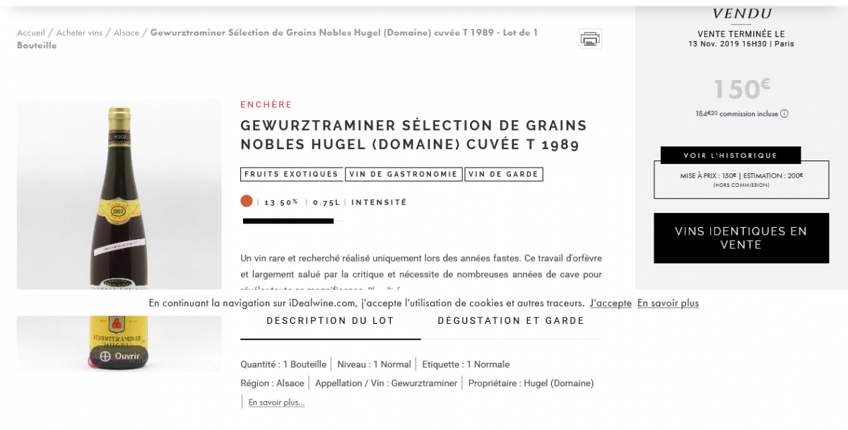 Gewurztraminer Sélection de Grains Nobles Hugel (Domaine) cuvée T 1989.png